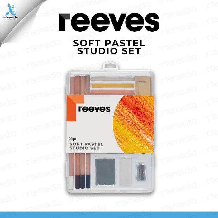 Reeves Soft Pastel Studio Gift Set Pastel Sticks & Pastel Pencils with Sandpaper, Eraser & Sharpener