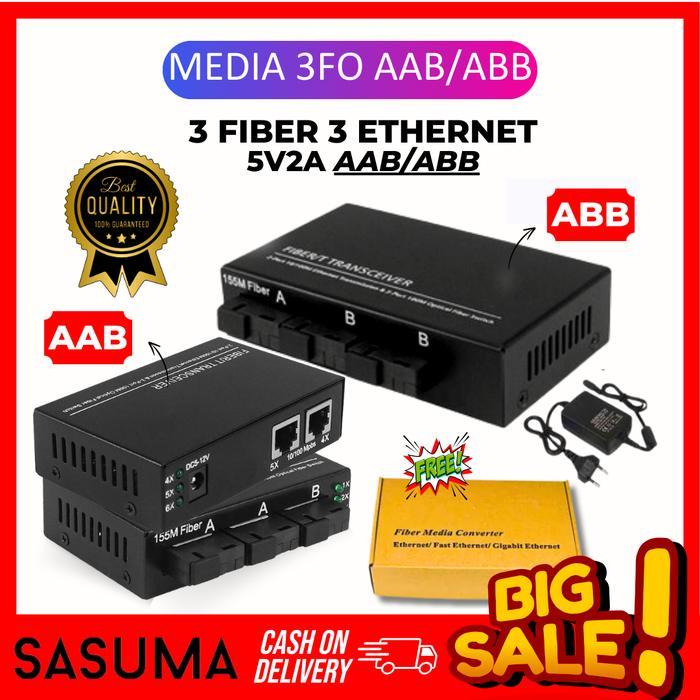 SASUMA MEDIA CONVERTER BOARD 3 FO 2 LAN 3FO 2LAN 3 PORT FO 2 PORT LAN AAB / ABB