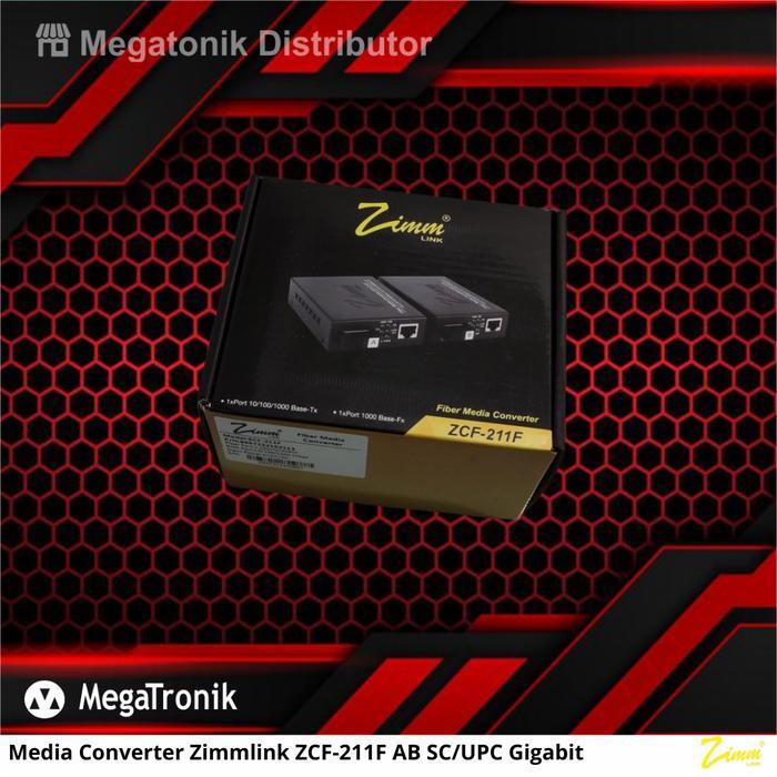 MEDIA CONVERTER ZIMMLINK ZCF-211F AB SC / UPC GIGABIT SM SIMPLEX