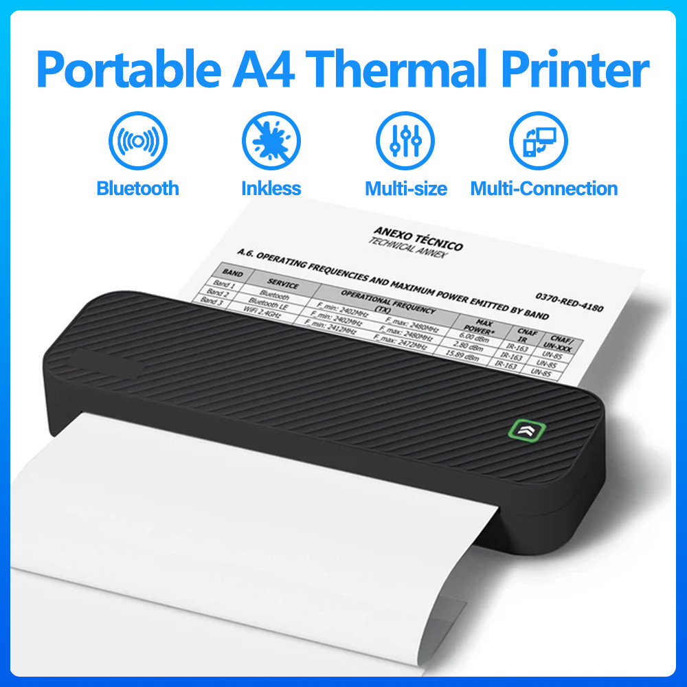 Portable A4 Thermal Printer Document Tattoo Printer Bluetooth Wireless Mini Printer Notes lmage