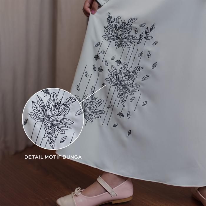GERAI HAWA - NYASIA DRESS/ABAYA SET ANAK GAMIS LEBARAN MUSLIM PREMIUM BORDIR BUNGA - MADAH SAMUDRA -