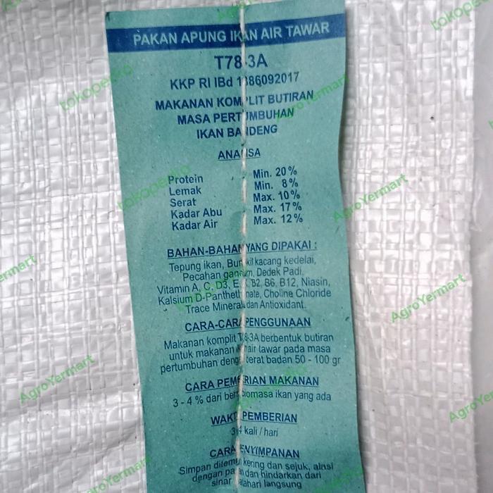 PAKAN PELET IKAN TURBO T78-3A" GURAME,NILA,MAS,BANDENG 10 KG