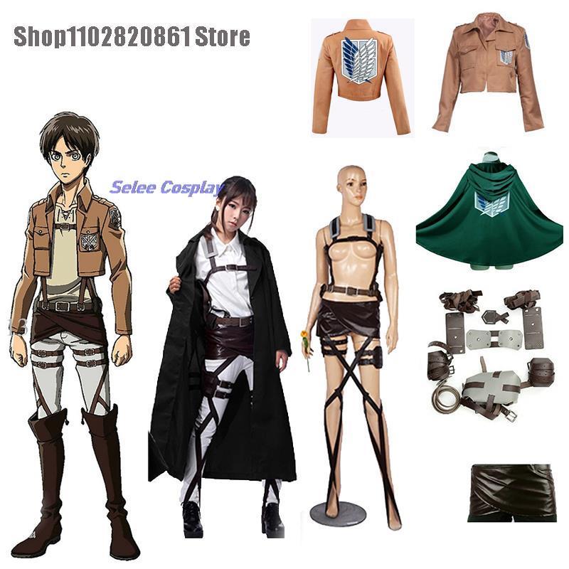 Anime Levi Attack Eren Titan Cosplay Suit Jacket Belts Shingeki no Kyojin Cosplay Cloak Costume