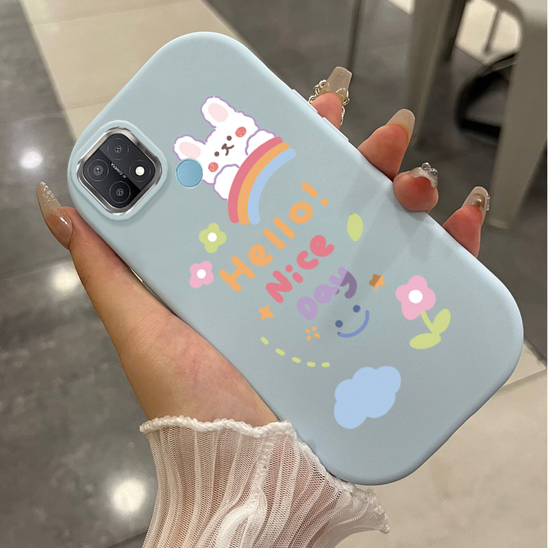 Casing Hp Untuk OPPO A15 A15s A35 4G Case Kelinci Pelangi Kesing silikon silicone doff Cesing Softca