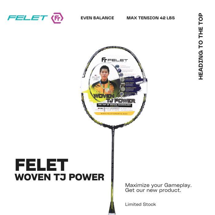 Raket Badminton Felet Woven Tj Power Free Senar - Grip - Exclusive Bag