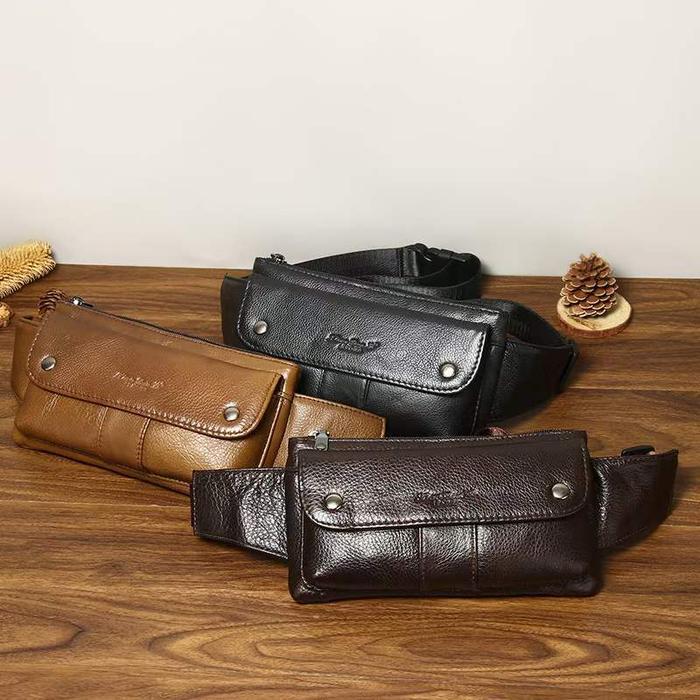 Waist Bag Pria Kulit Asli Tas Pria Branded Import Tas Pinggang Kulit Co