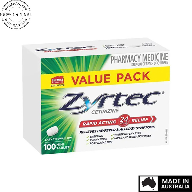 Aussie Original Zyrtec 10mg 100 Tablets Exclusive Size