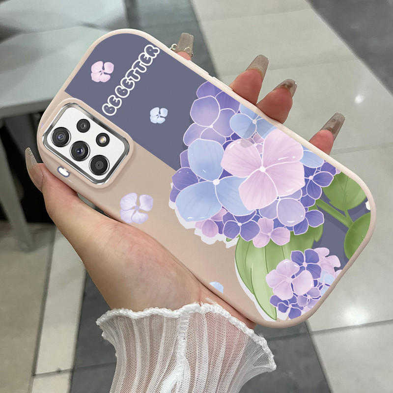 Casing Hp Untuk Samsung Galaxy A52 4G A52 5G A52s 5G A51 M40s Case Bunga biru muda Kasing Silicone F