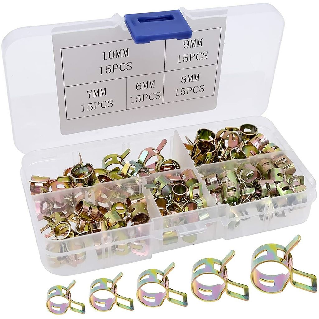 75Pcs Motorcycle Spring Clips Fuel Oil Water Hose Clip Pipe Tube Clamp Spare Set Ielts 6-10MM 5