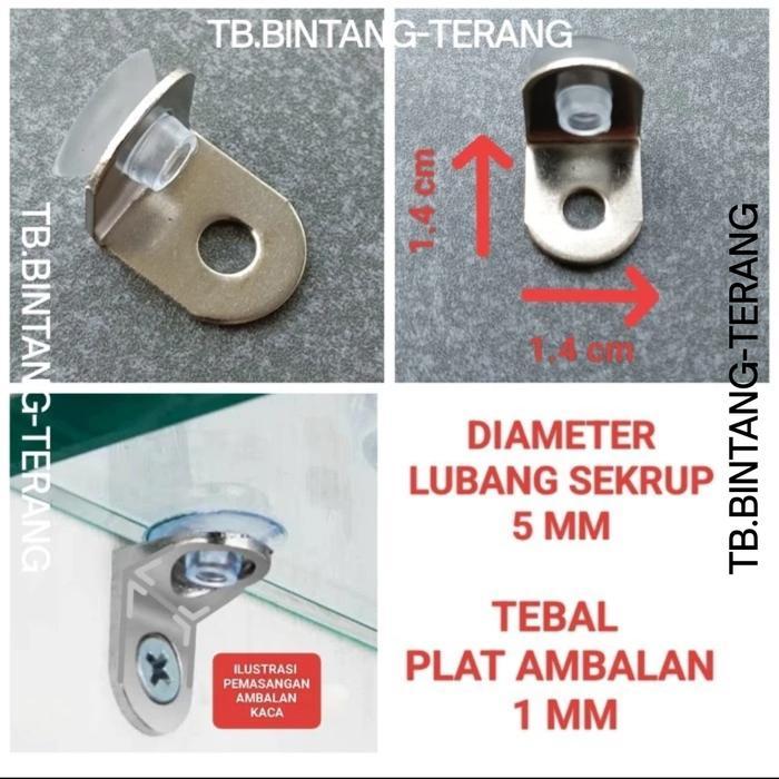 AMBALAN BESI SIKU L KACA PENYANGGA RAK KACA