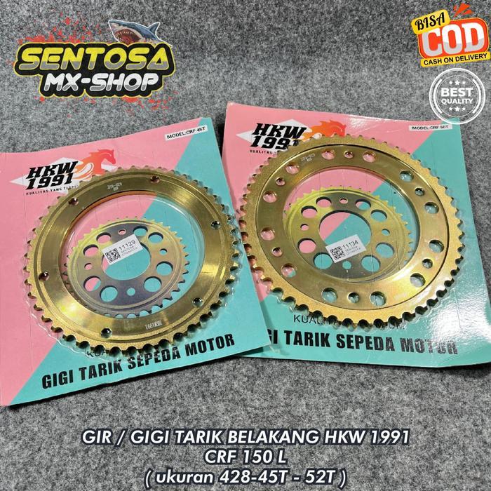 Gear / Gir Belakang Gold Crf150 L Ukuran 428 45T/46T/47T/48T/49T/50T/51T/52T Merk Hkw1991