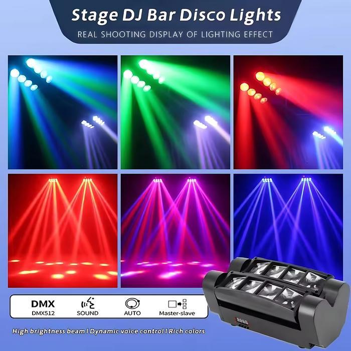 Lampu Laser Panggung LED Mini Light RGBW Moving Head Spider Beam Stage Lighting