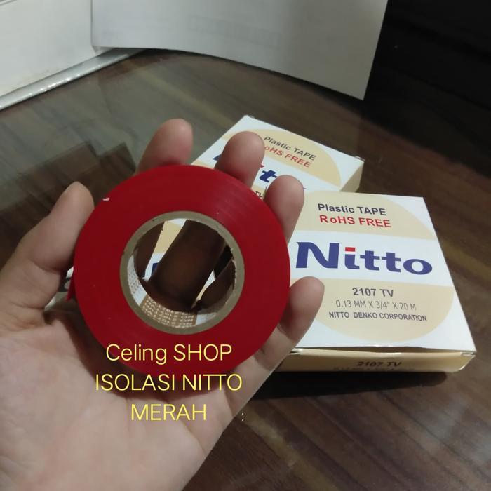 ISOLASI ISOLATIP SELOTIP LAKBAN KABEL LISTRIK NITTO NITO WARNA MERAH