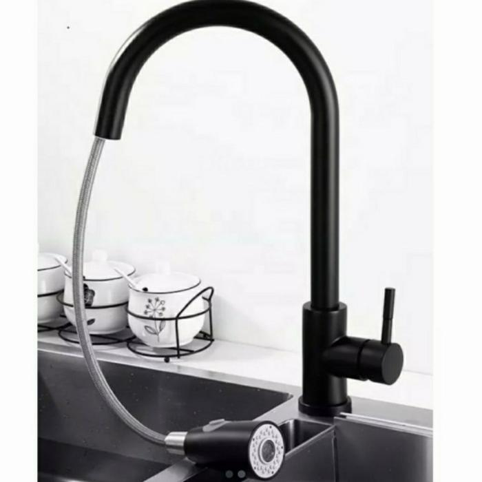 Keran Sink Tarik Hitam Model Modena / Kran Sink Tarik Panas Dingin