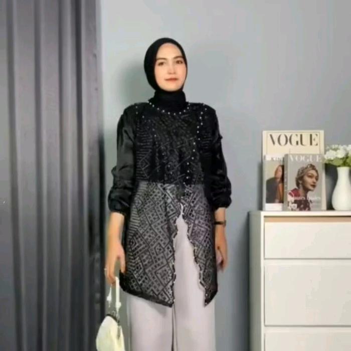 TUNIK COUPLE HANANQUE IBU DAN ANAK USIA 1-13 TAHUN DENGAN BROKAT KONDANGAN FULL PAYET MIX ORGANZA