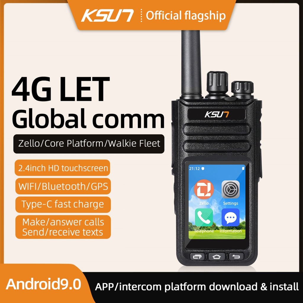 Walkie Talkie Compatible with ZELLO POC Network Radio Long Range Walkie Talkie 4G Wifi Radio KSUN