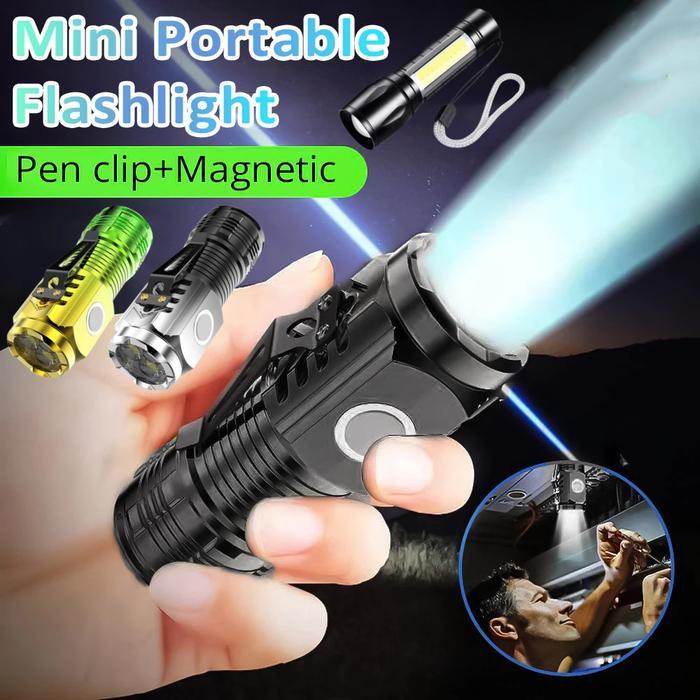 Senter LED Super Terang Senter Mini Senter Senter 3 Lampu LED Senter Super Terang Usb Rechargable