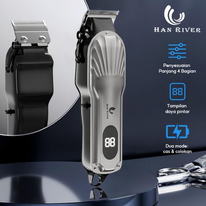 HAN RIVER Alat Cukur Kumis Dan Jenggot 6IN1 Cukur Rambut Elektrik Type-C Rambut Jenggot 2000mAh