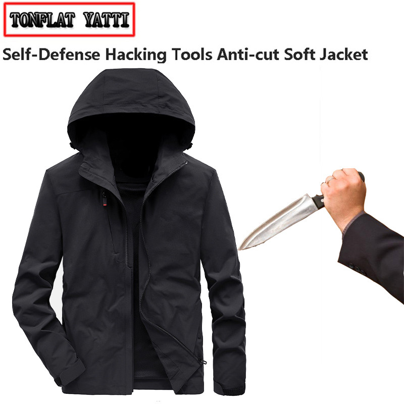 Self-Defense Anti-Cutting Stab-Resistant Men Jacket Flexible Hacking Invisible Military Tactics Poli