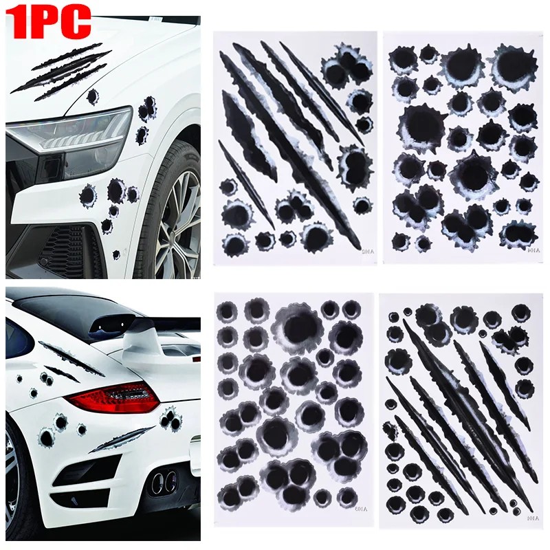 Modeling 3D Simulation Shell Holes Scratches Car Stickers Fake Holes Gun Shooting Stickers Personali