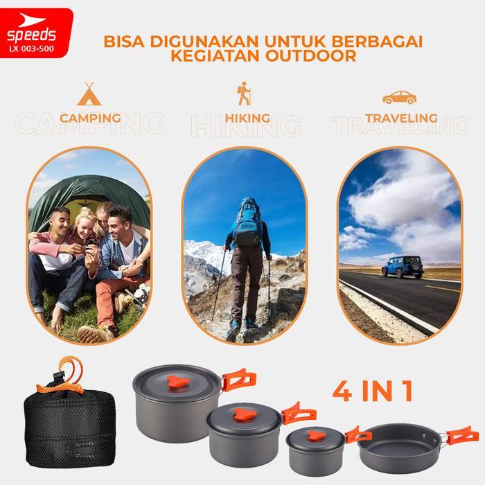 SPEEDS Cooking SET Paket Dapur Camping Mini Cooking Cookware Masak 2-6 Orang Ceret Outdoor Minimalis