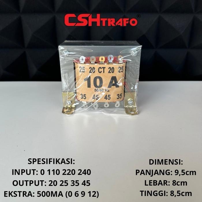 Trafo Kotak CSH Best Quality (Trafo Kecil) 100% Tembaga Murni 10A CT 45V