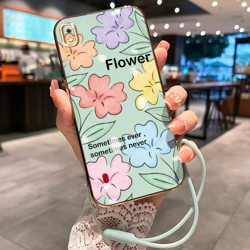 Casing Hp Untuk Samsung Galaxy A10 A10s M01s Case Bunga berwarna-warni pelapisan elektro Cesing sili