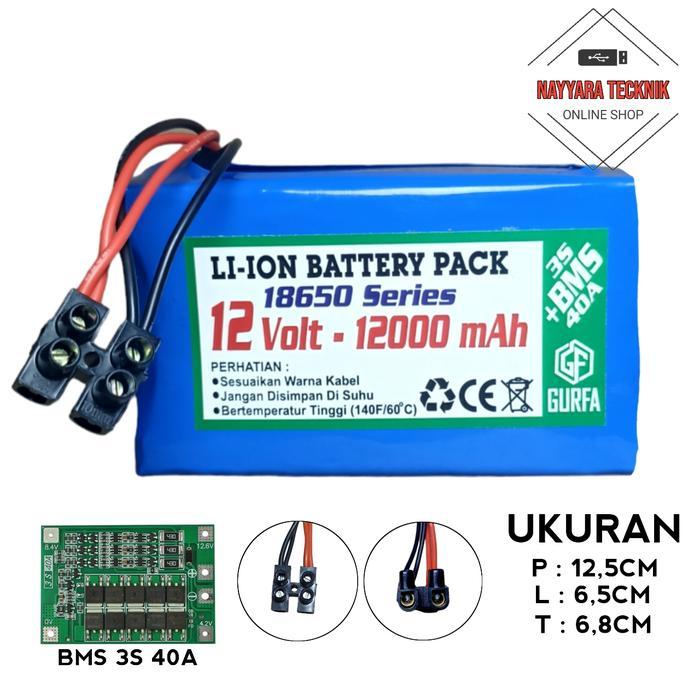 Terlaris! Baterai Pack 18X 18650 Bms 3S 40A 12000Mah 12V Bms 3S 40A Terminal