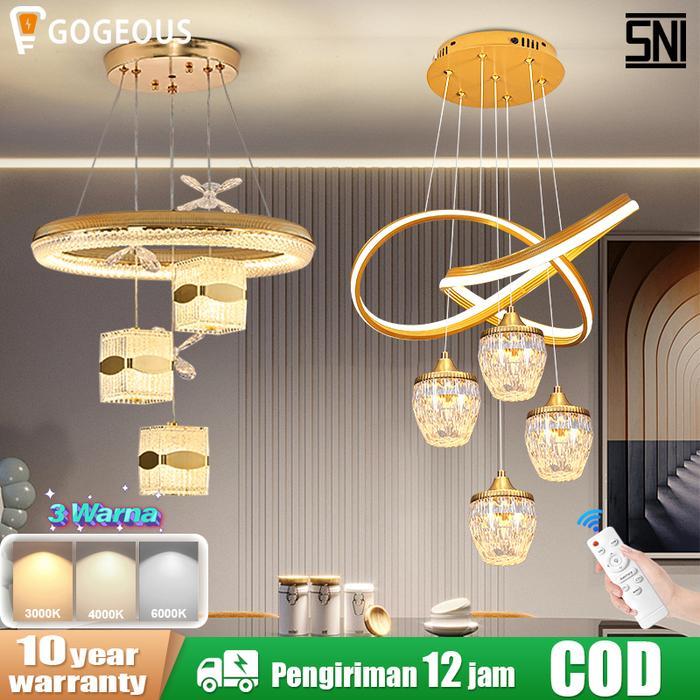 GOGEOUS COD Lampu Gantung Minimalis Kristal Lampu Hias Gantung Ruang Tamu Lampu Gantung Ruang Makan