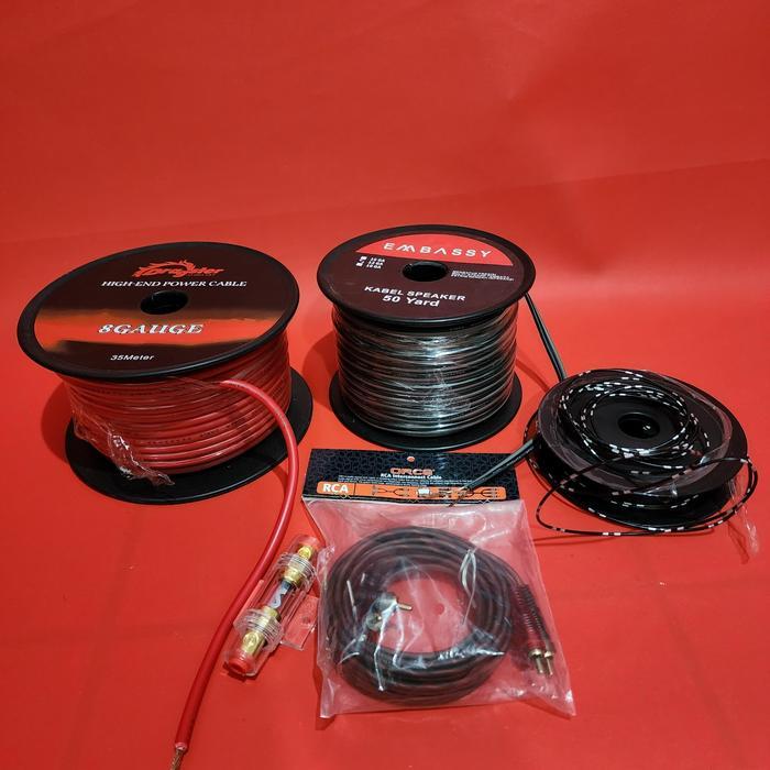 Paket Kabel Audio Mobil/Full Set Kabel Audio Mobil Sekring Audio Kabel Speaker Kabel 8 Awg Kabel