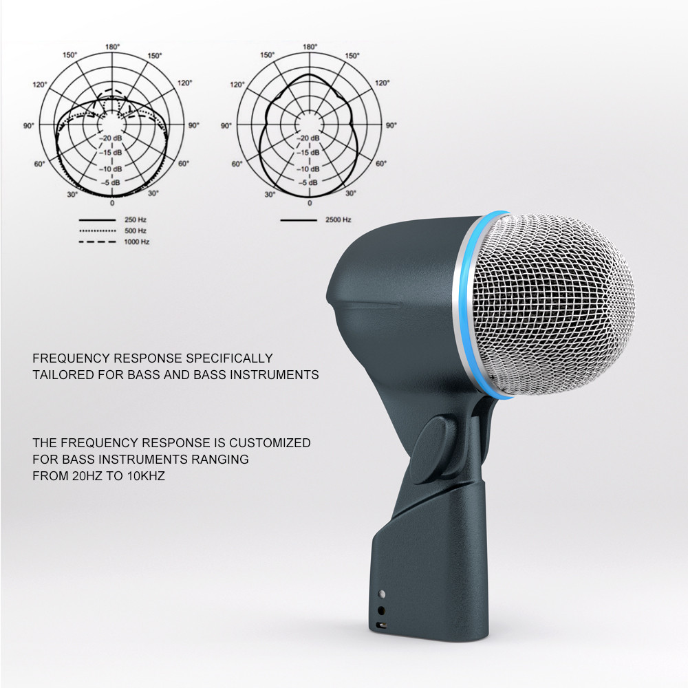 BETA 52A Drum Microphone Instrument Kick Drum Bass Mic Dynamic Bass Snare Metal Body