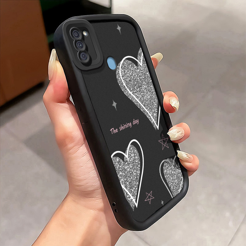 Casing Hp untuk Samsung Galaxy A11 M11 Case Hati Glitter Shining Kasing Stabil genggam Softcase Kesi