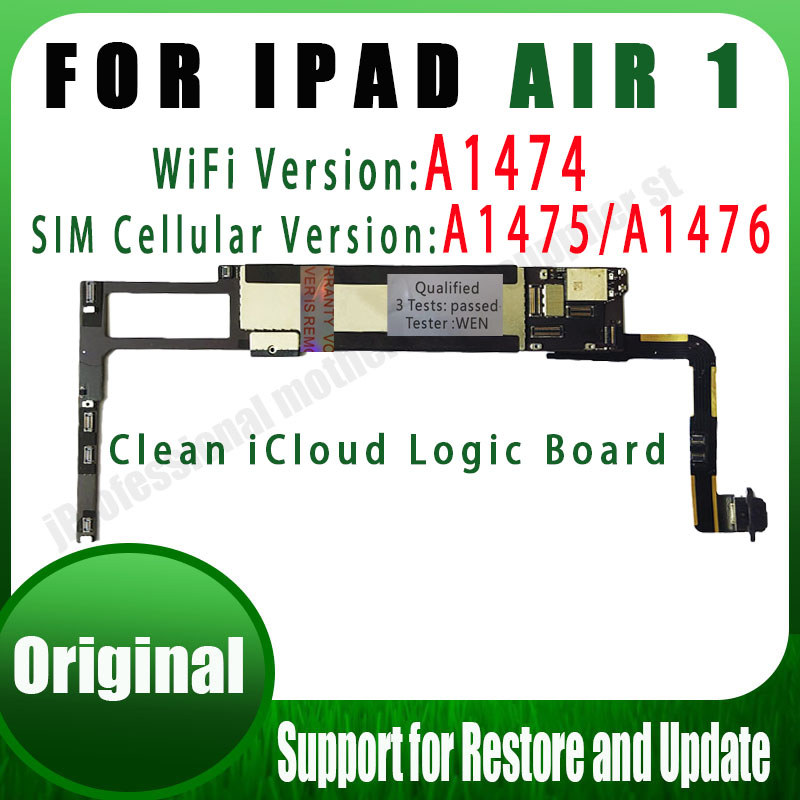 Free iCloud A1474/A1475 or A1476 For iPad Air 1 Motherboard Wifi & SIM Cellular Version For iPad 5
