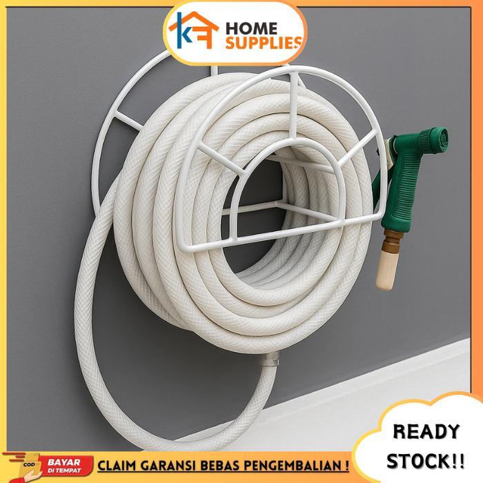 KFGantungan Selang Taman Dinding Besi Rak Gulung Selang Air Taman Outdoor Serbaguna