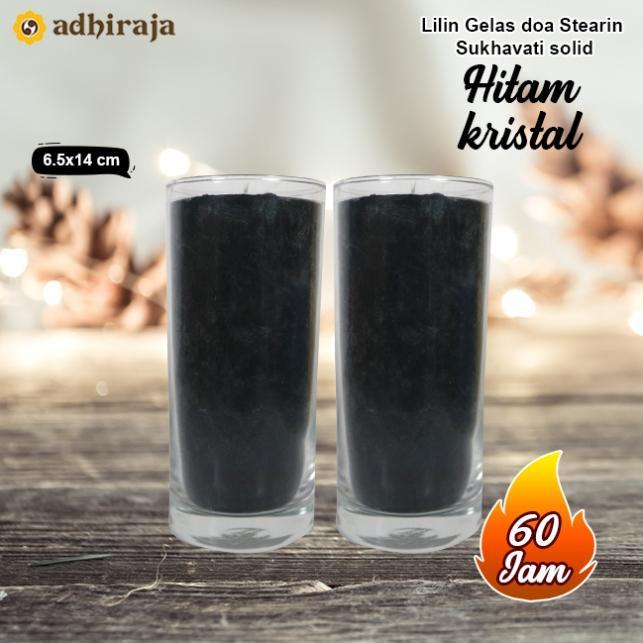 Lilin Gelas Hitam Solid Candle Marble Kristal Sukhavati 60 Jam