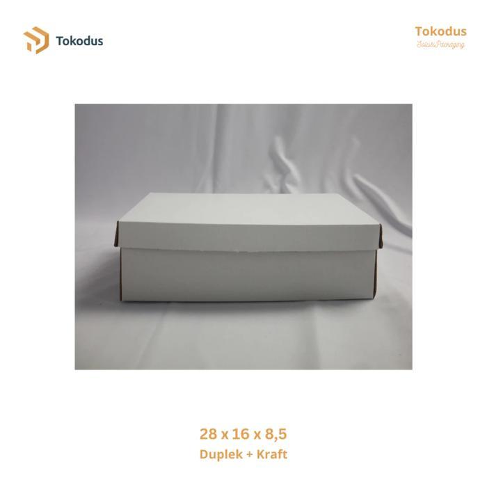 ASLI dus TKI - Kotak Sepatu l Putih Polos Doff 28x16.5 cm E-flute Corrugated Duplex READY STOCK