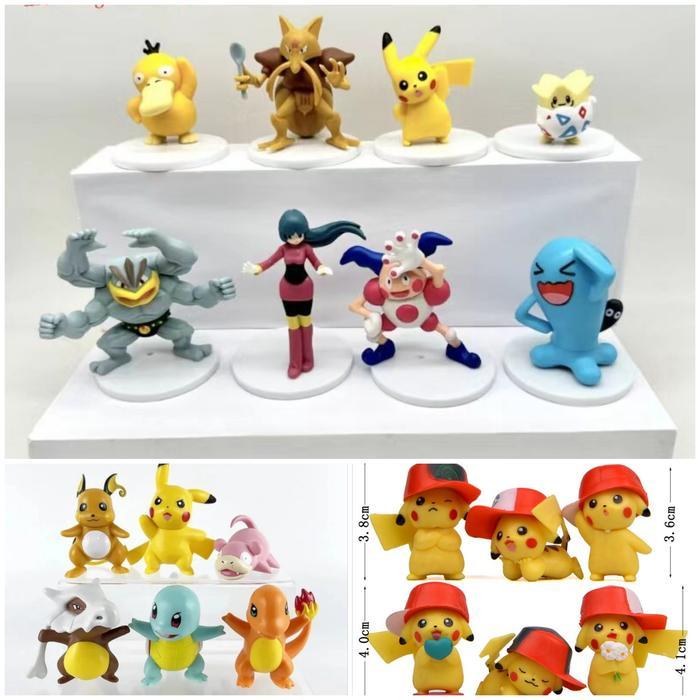 action figure pokemon pikachu mainan topper cake miniatur