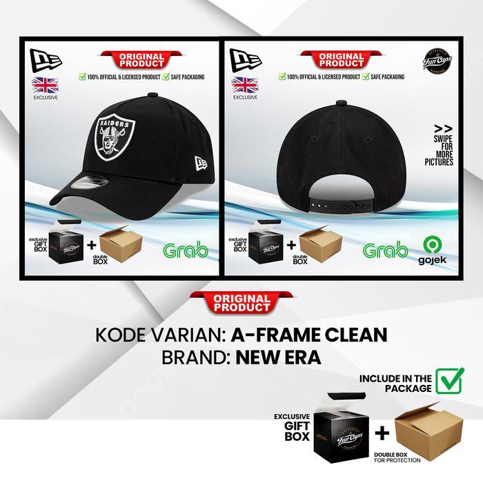 Topi Original New Era NFL Las Vegas Raiders 9FORTY Side Patch & A-FRAME No Patch Warna Hitam Putih