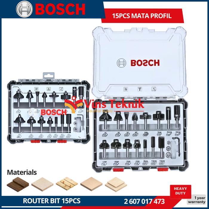 BOSCH Router Bit 15 Pcs Mata Profil Kayu Set 15pcs