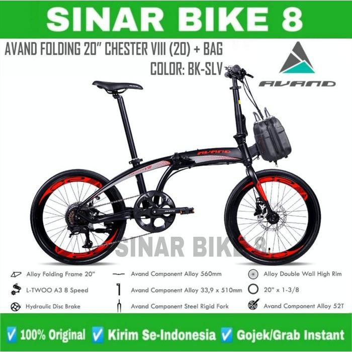 Sepeda Lipat 20 Inch AVAND CHESTER VIII 8 Speed Alooy Rem Hidrolik
