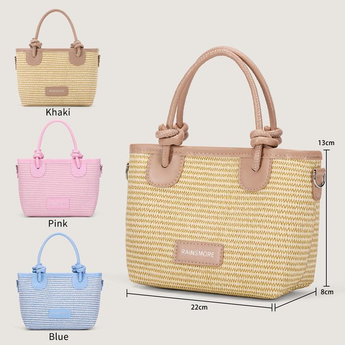 SALE RAINSMORE - Tas Anyaman Rotan untuk Wanita, Model Selempang dan Tas Tangan Kotak Kecil yang