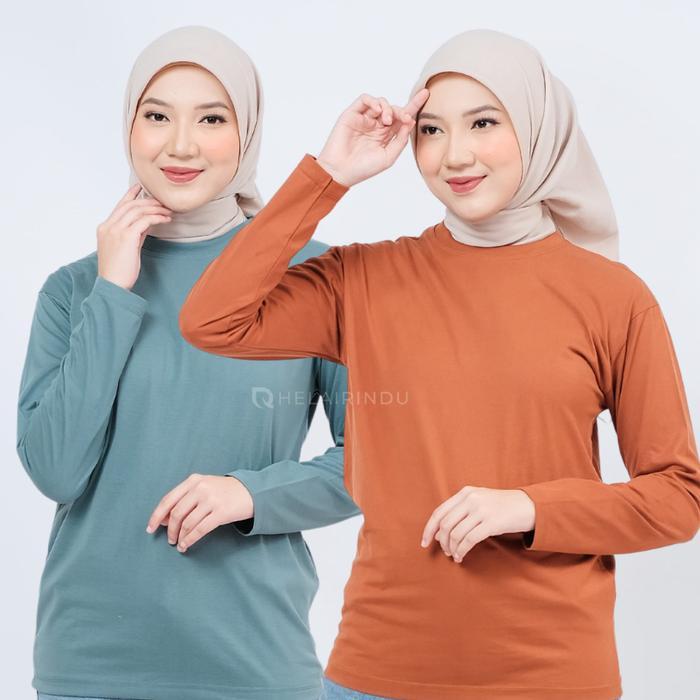 TERMURAH HELINDU - Kaos Polos Wanita Lengan Panjang Sport Katun Premium READY STOCK