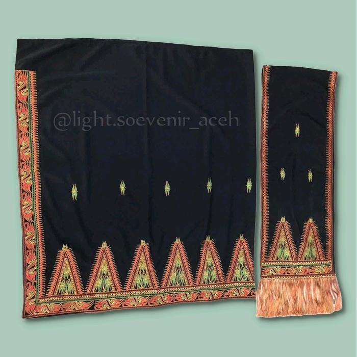 Kain Bordir Aceh Motif Pucuk Rebung Set Selendang/Songket Pucok Rebong Aceh Terlaris
