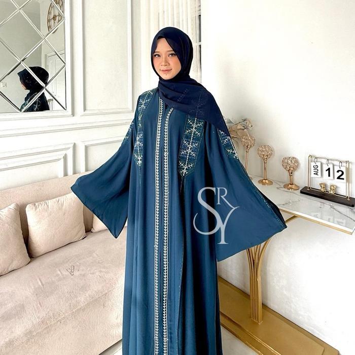 Abaya Amara Elegan & Mewah Baju Abaya Terbaru Sabrina Premium Renda Bordir Payet Hitam Dewasa Syari