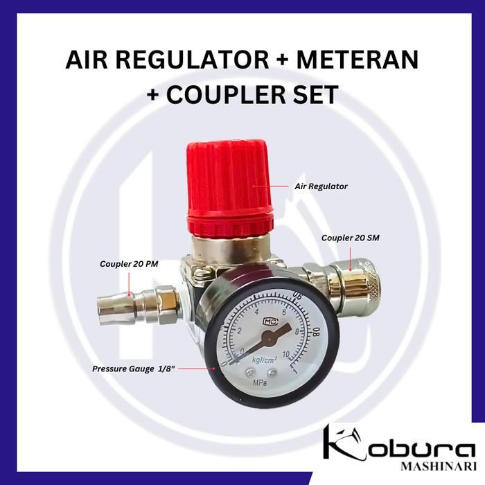 Regulator Kompresor Dgn Meteran Dan Coupler Set