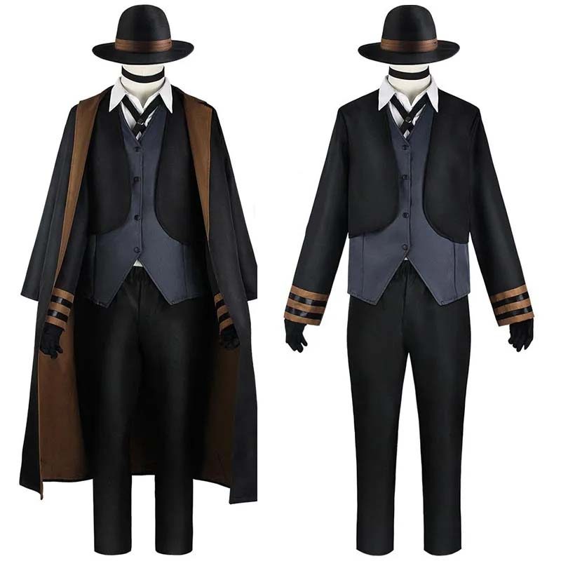 Nakahara Chuuya Cosplay Costume Include Hat Uniform Trench Coat Pants Big Size Outfits Halloween