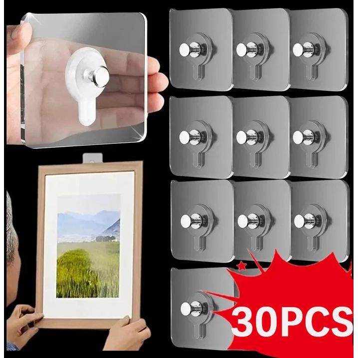 30 Pcs Mix Original Paku Baut Campur Stiker Hook Tanpa Bor Tembok Tempel Gantungan Rak Foto