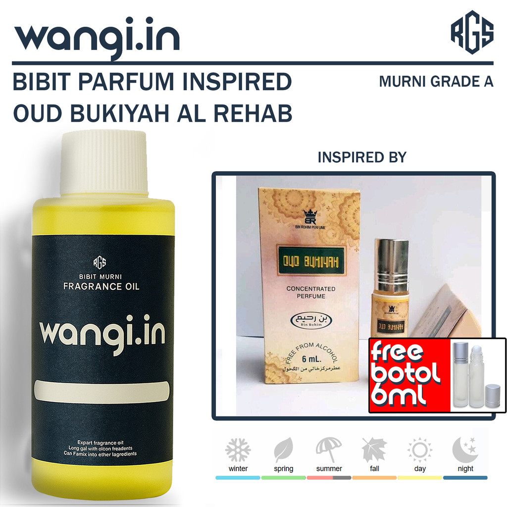 100ML OUD BUKIYAH AL REHAB - WANGI.IN BIBIT PARFUM NON-ALKOHOL PRIA WANITA BIANG MINYAK WANGI MURNI 