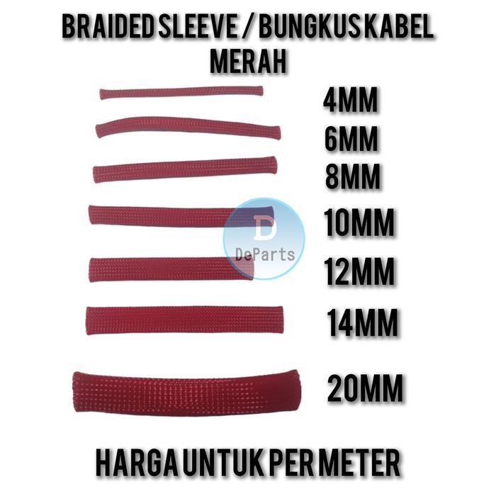 Braided Cable Sleeve - Sleeving Cable Bungkus Kabel - 6Mm- Merah