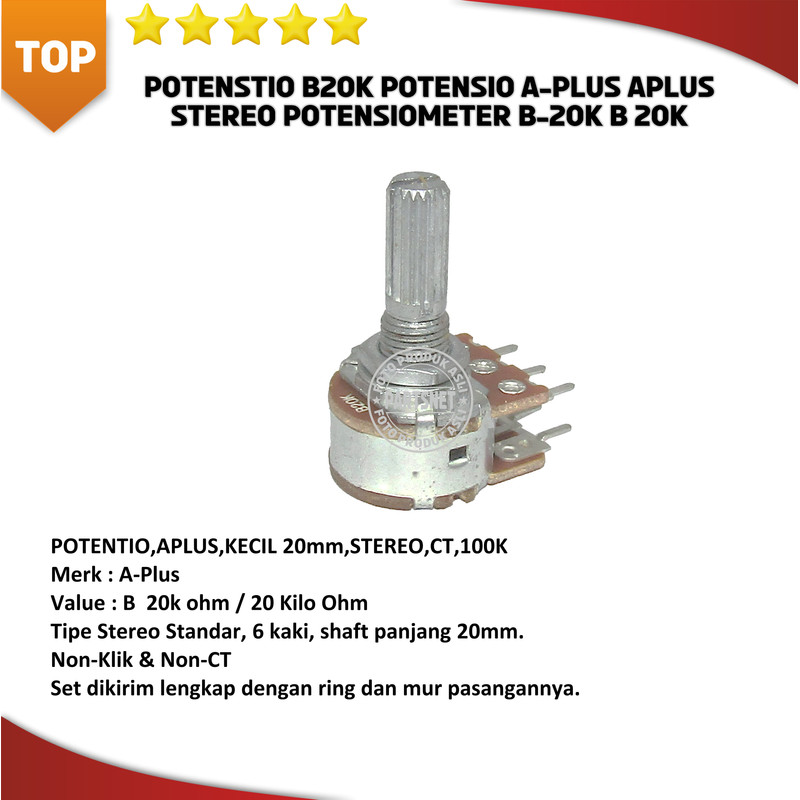 Potenstio B20k Potensio A-Plus Aplus Stereo Potensiometer B-20k B 20k